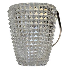 Vintage Bohemian Diamond Pattern Crystal Ice Bucket, 1950s