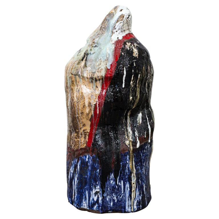 Contemporary Large Sculpture "Stone" by Galia Linn, Floor Sculpture Clay For Sale at 1stDibs