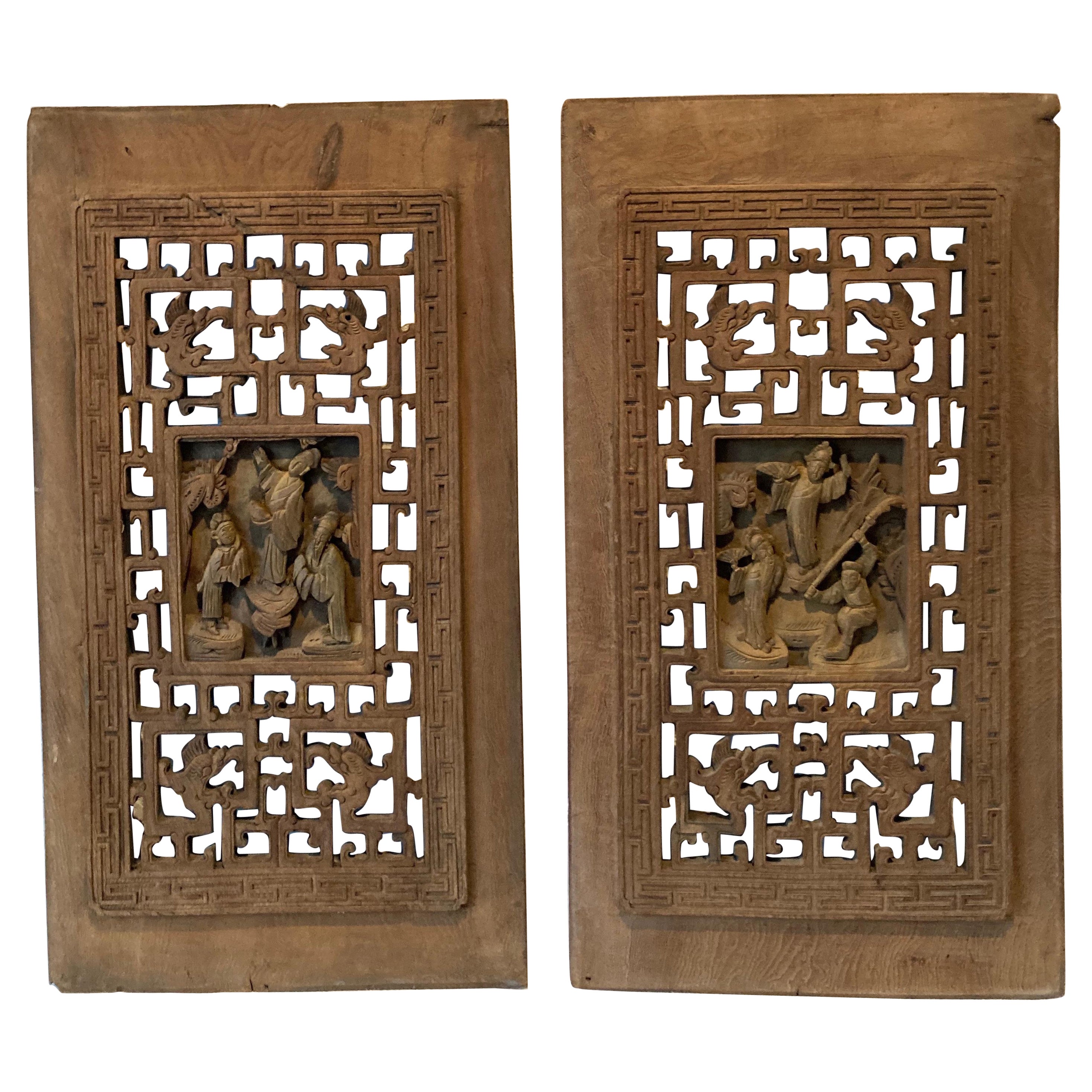 Chinese Antique Wood Panel For Sale at 1stDibs