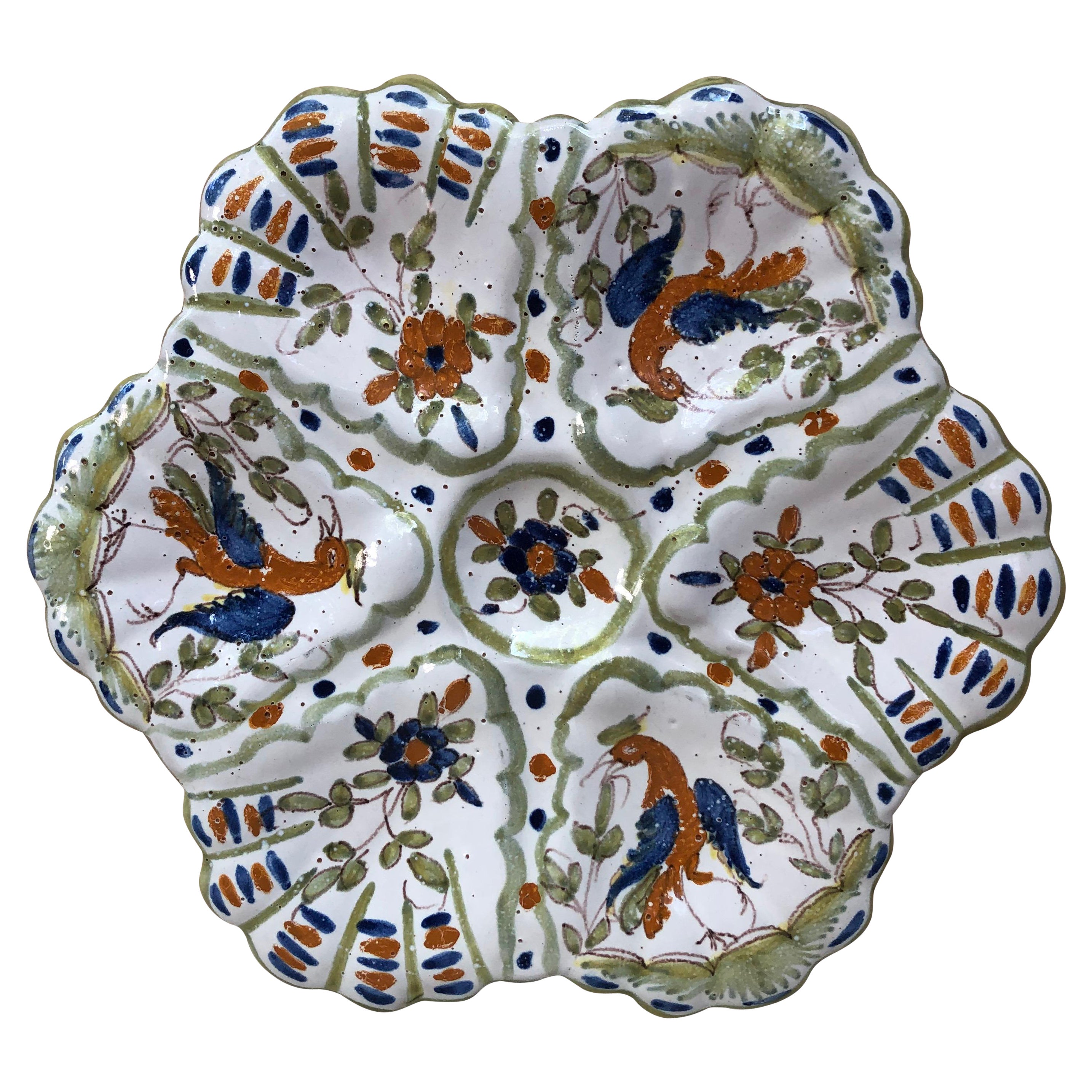 French Faience Oyster Plate Moustiers Style, circa 1940