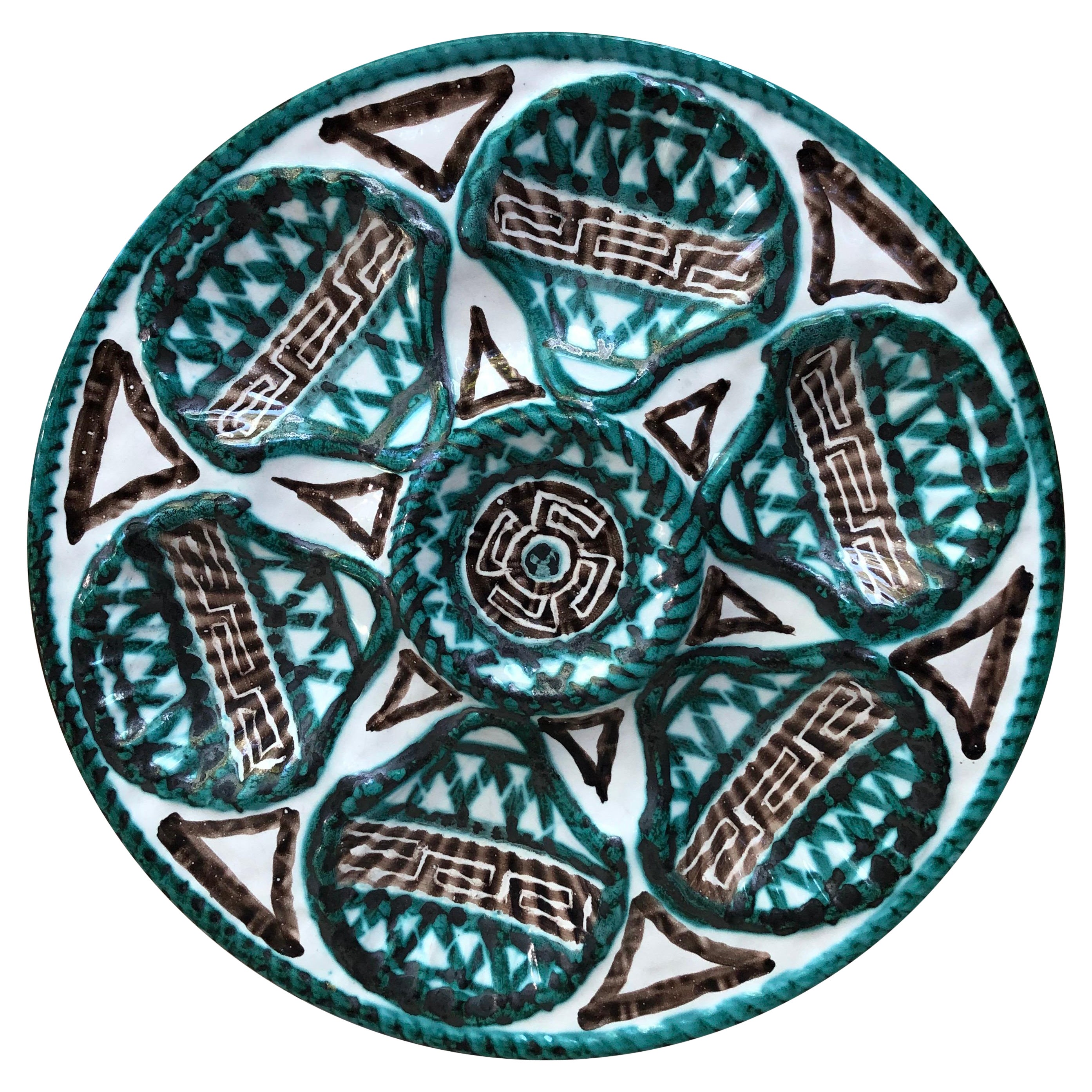 Mid-Century Rare Ceramic Oyster Plate Robert Picault Vallauris
