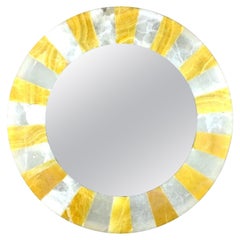Mirror with Yellow and White Band Onyx Frame