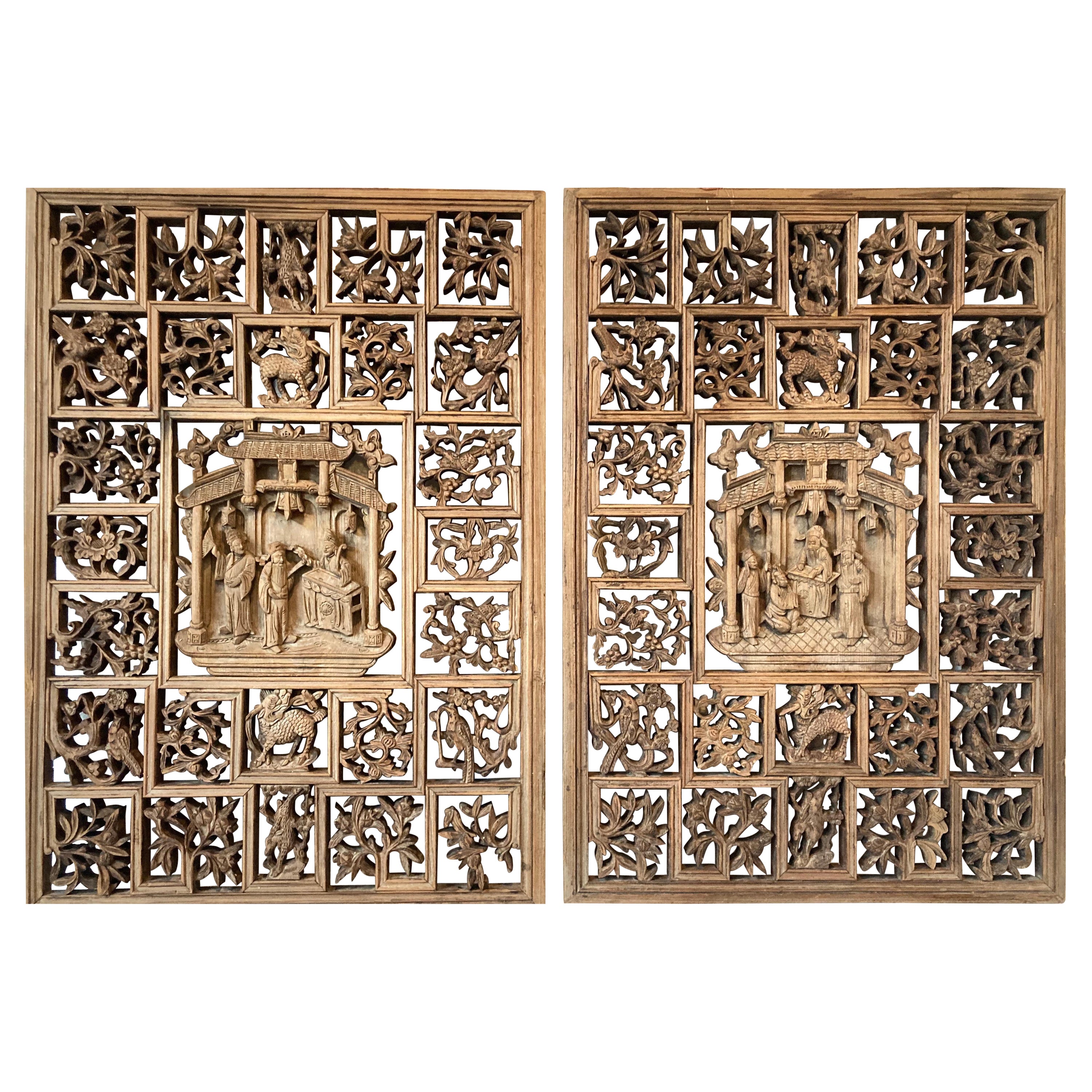 Chinese Antique Wood Panel For Sale at 1stDibs