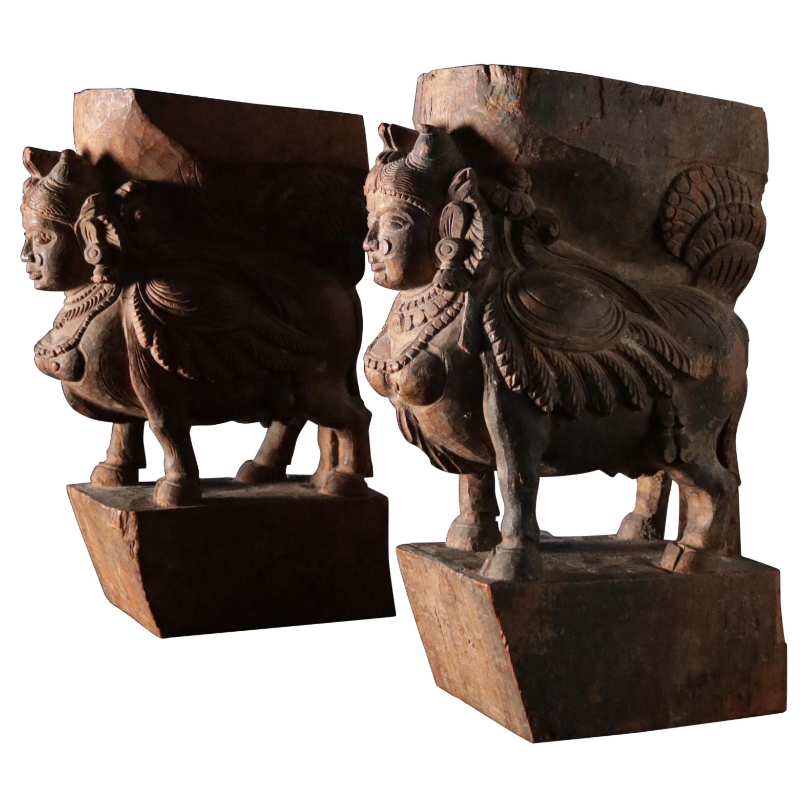 Wooden Architectural Gou Mata Temple Elements, India, Ca 1900 For Sale
