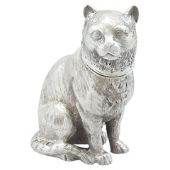 Antique Victorian 1876 Sterling Silver Cat Shaker