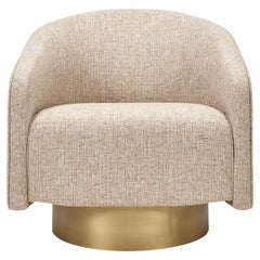 BOEMIA Drehsessel mit strukturiertem Beige- und messingfarbenem Sockel