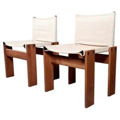Afra & Tobia Scarpa Set of 2 'Monk' Dining Chairs in Canvas, 1970s