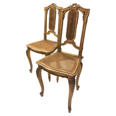 19th Century French Gilt Wood Side Chairs Decorated in Louis XVI Style