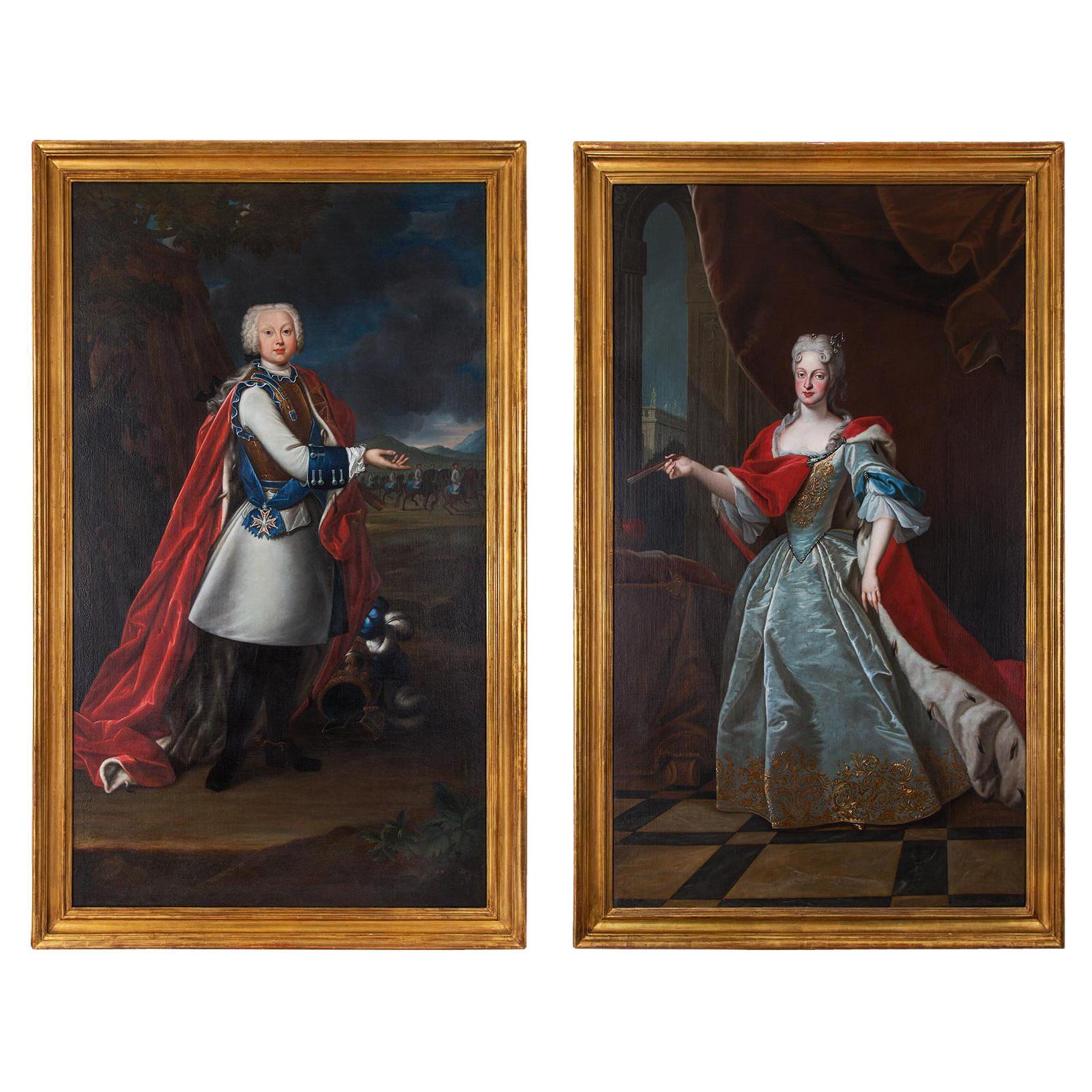 Pair of French 18th Century École Française Oil on Canvas Portraits For Sale