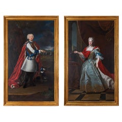 Pair of French 18th Century École Française Oil on Canvas Portraits