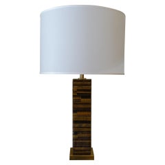 Tiger Eye Decorative Table Lamp, Brass Details