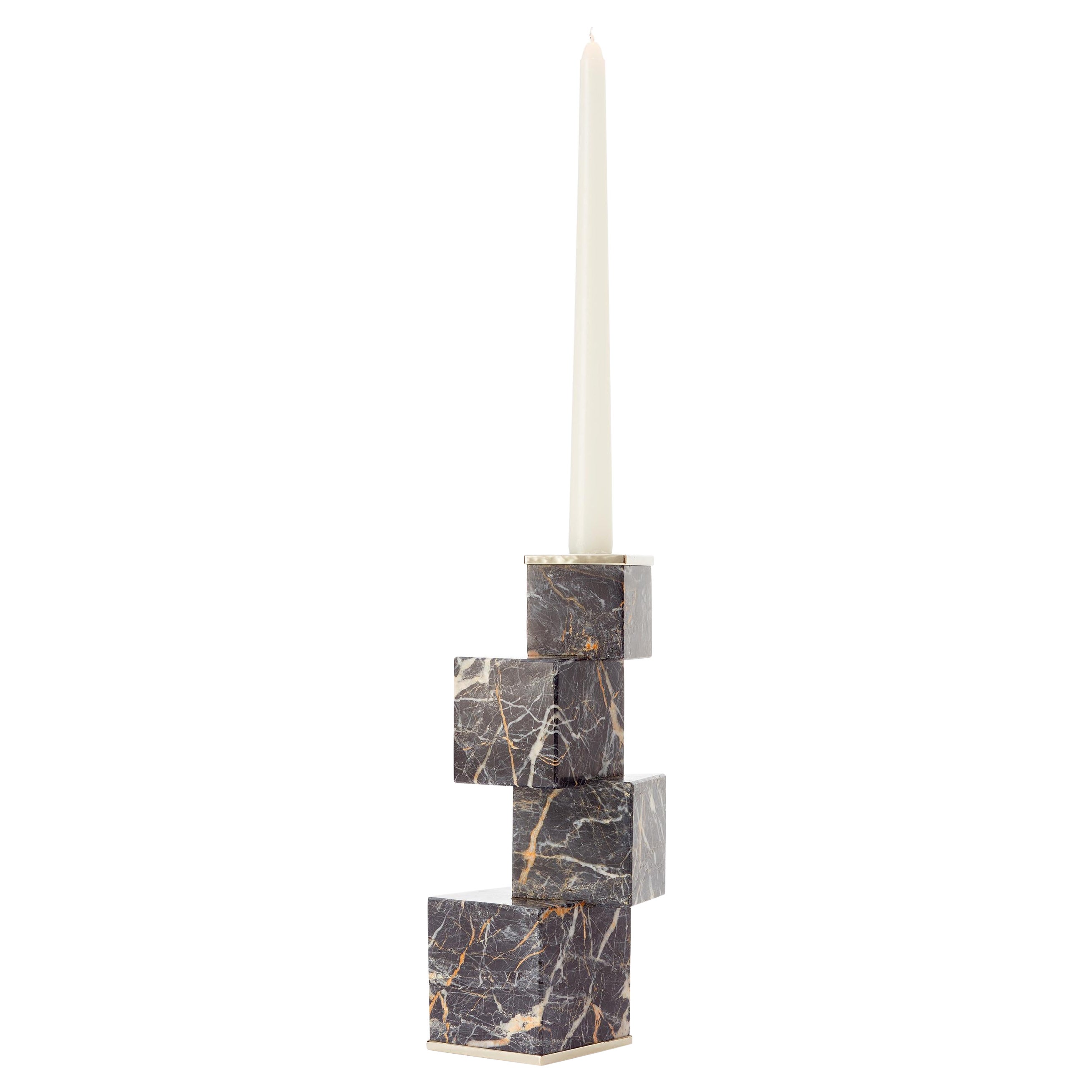 Vertigo Tall Black Onyx Stone Candleholder For Sale