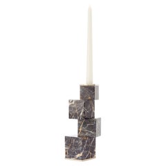 Vertigo Tall Black Onyx Stone Candleholder