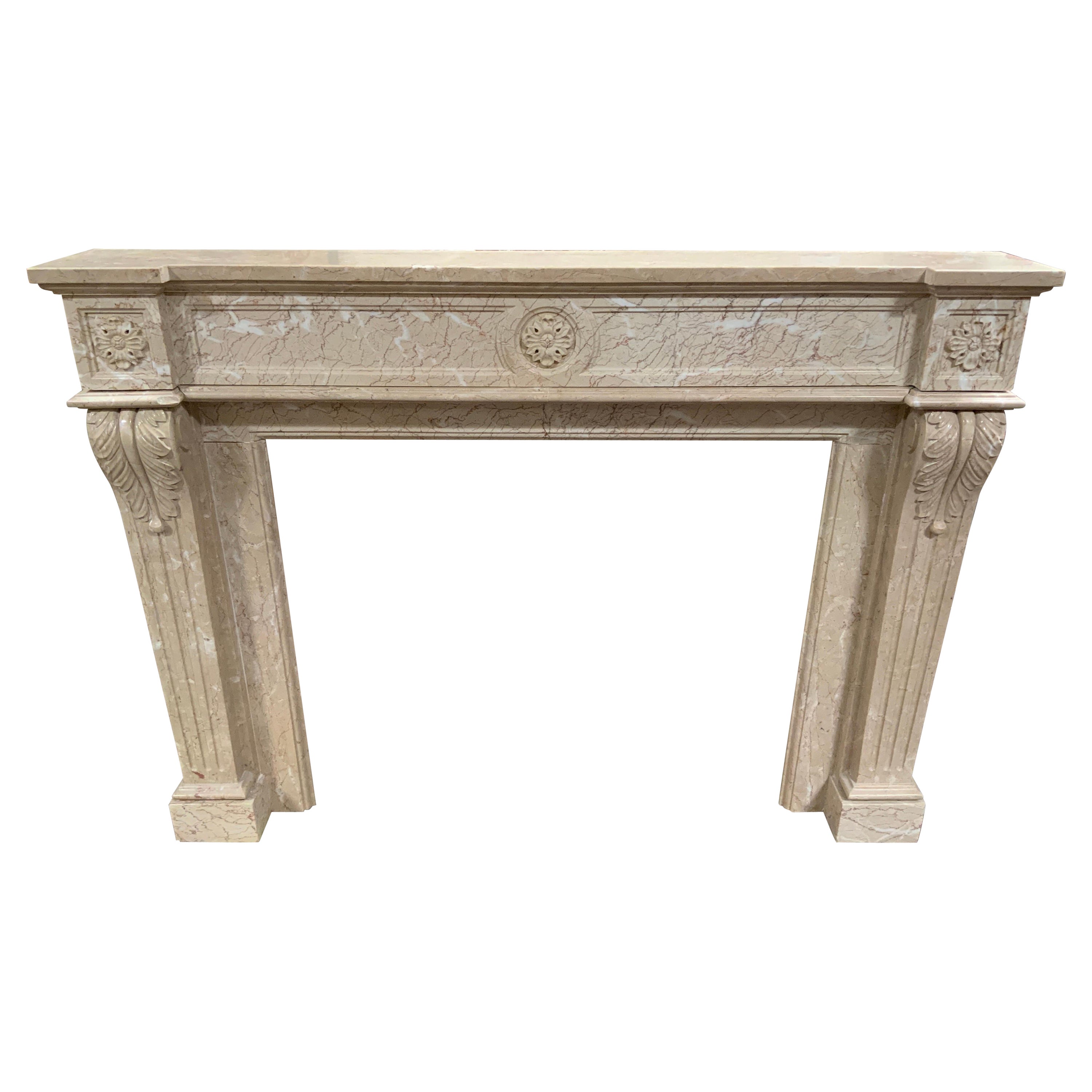 Early 20th Century Beige Marble Mantel from France