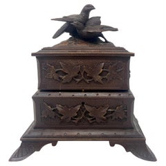 Antique French Carved Walnut Jewel Box, circa 1880-1890