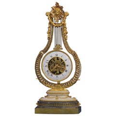 c.1790 French Ormolu and Marble Swinging Lyre Clock