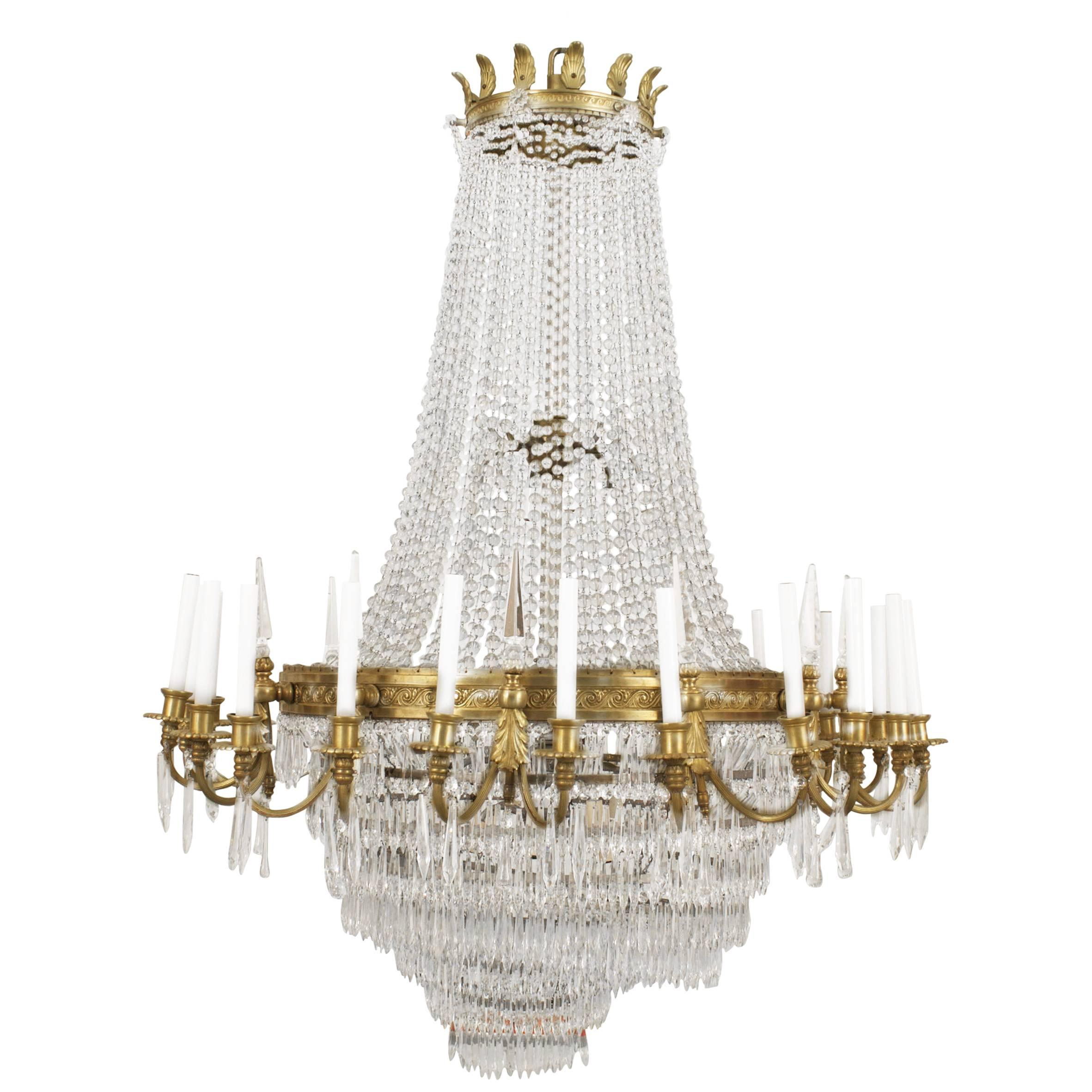 Louis XVI Style Crystal and Bronze Chandelier