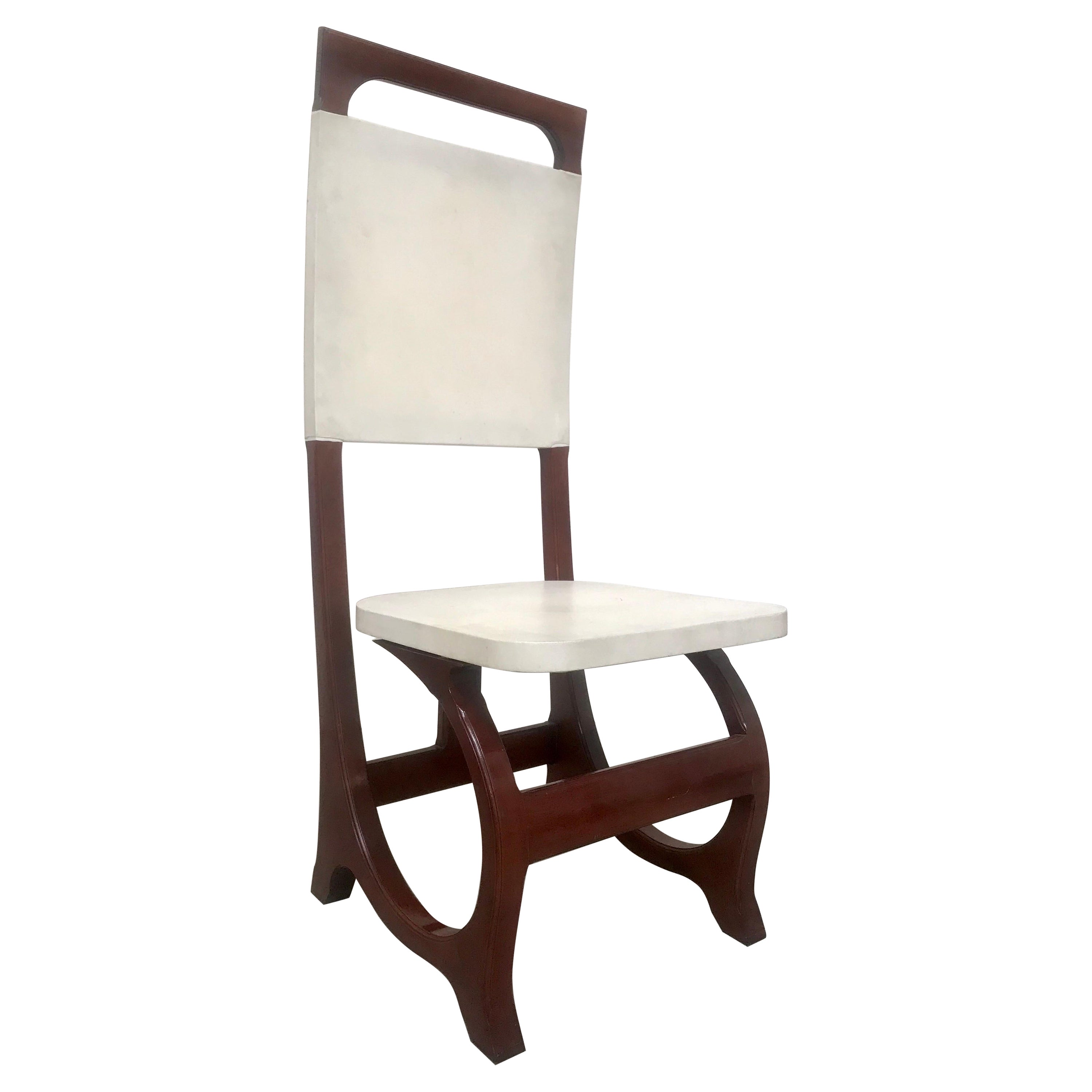 Rosewood + Parchment Accent Chair in-the-style Carlo Bugatti