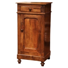 19th Century French Louis Philippe Carved Walnut Bedside Table Cabinet