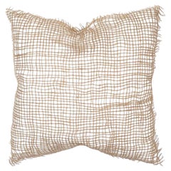 Open Weave Jute and Cotton Ivory Handmade Rustic Pillow, in Stock