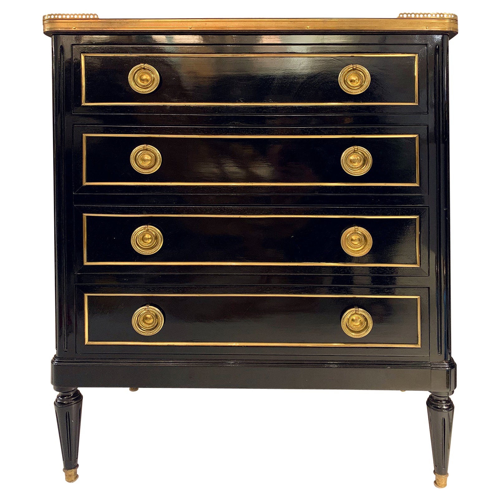 Directoire Style Marble Top Chest of Drawers For Sale