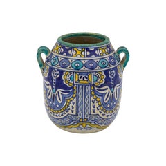 Blue, Aqua, and Yellow Handles Vase