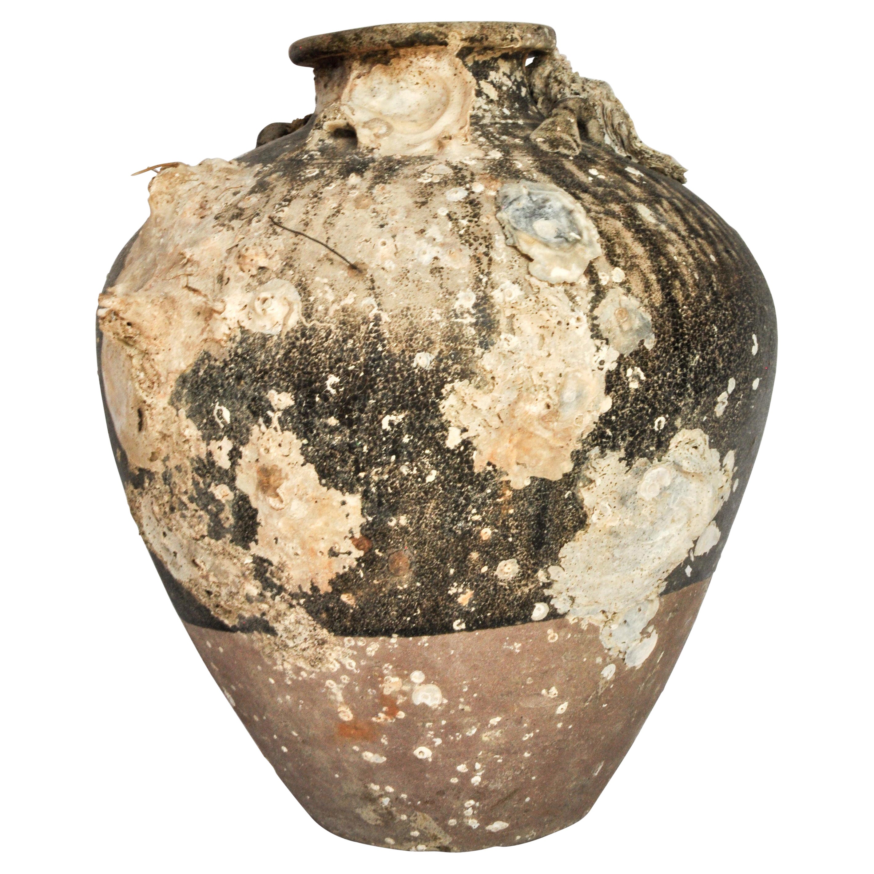 Large Antique Ceramic Jar with Encrustations Thailand 14th-15th Century