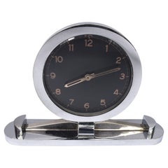 Vintage Art Deco Modernist Chrome Desk Clock, c1930