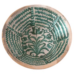 19th Century Spanish Large Granada Fajalauza "Lebrillo" Ceramic Bowl