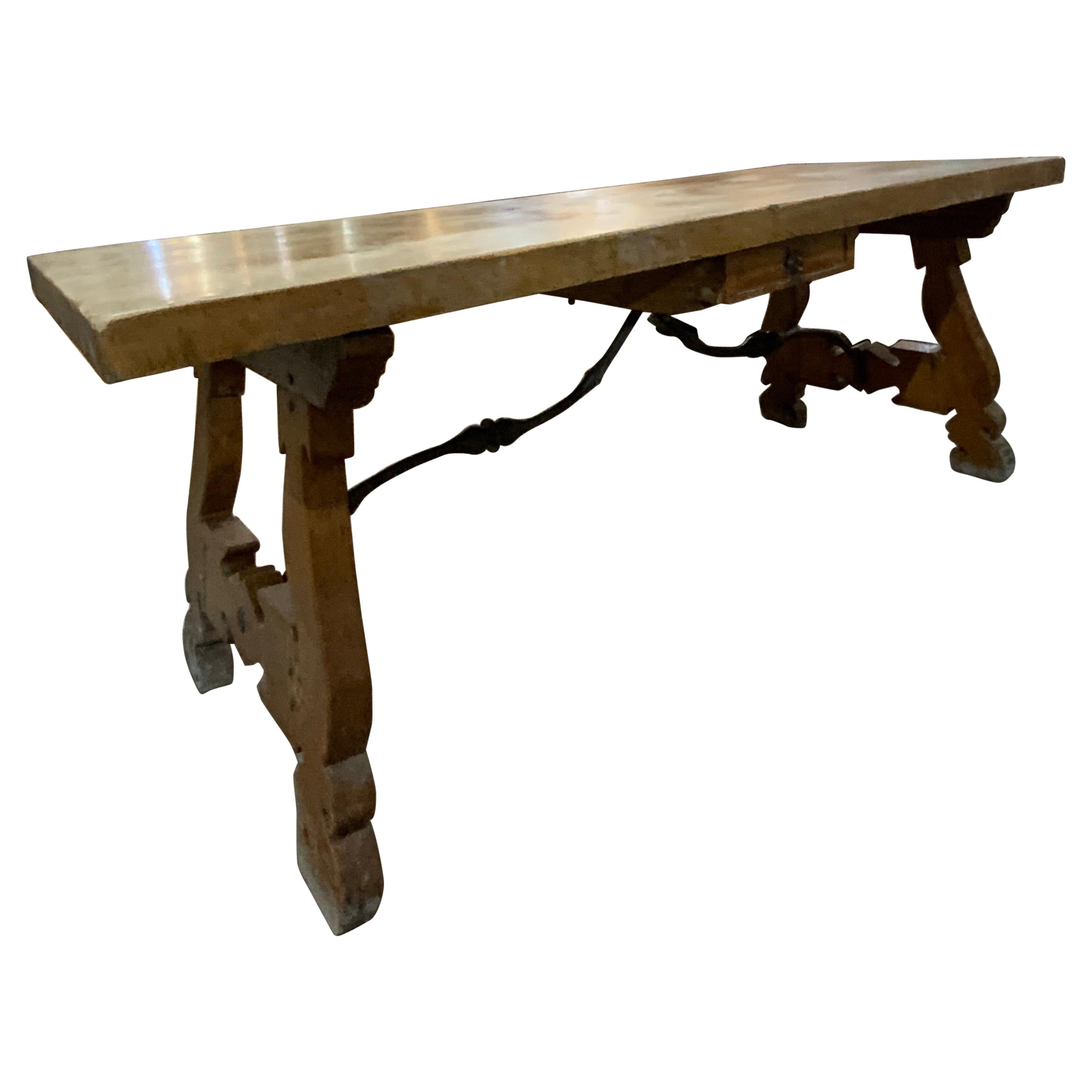 Spanischer Eichenholztisch aus dem 19. Jahrhundert