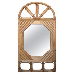 1970s Spanish Handcrafted Bamboo Wall Mirror