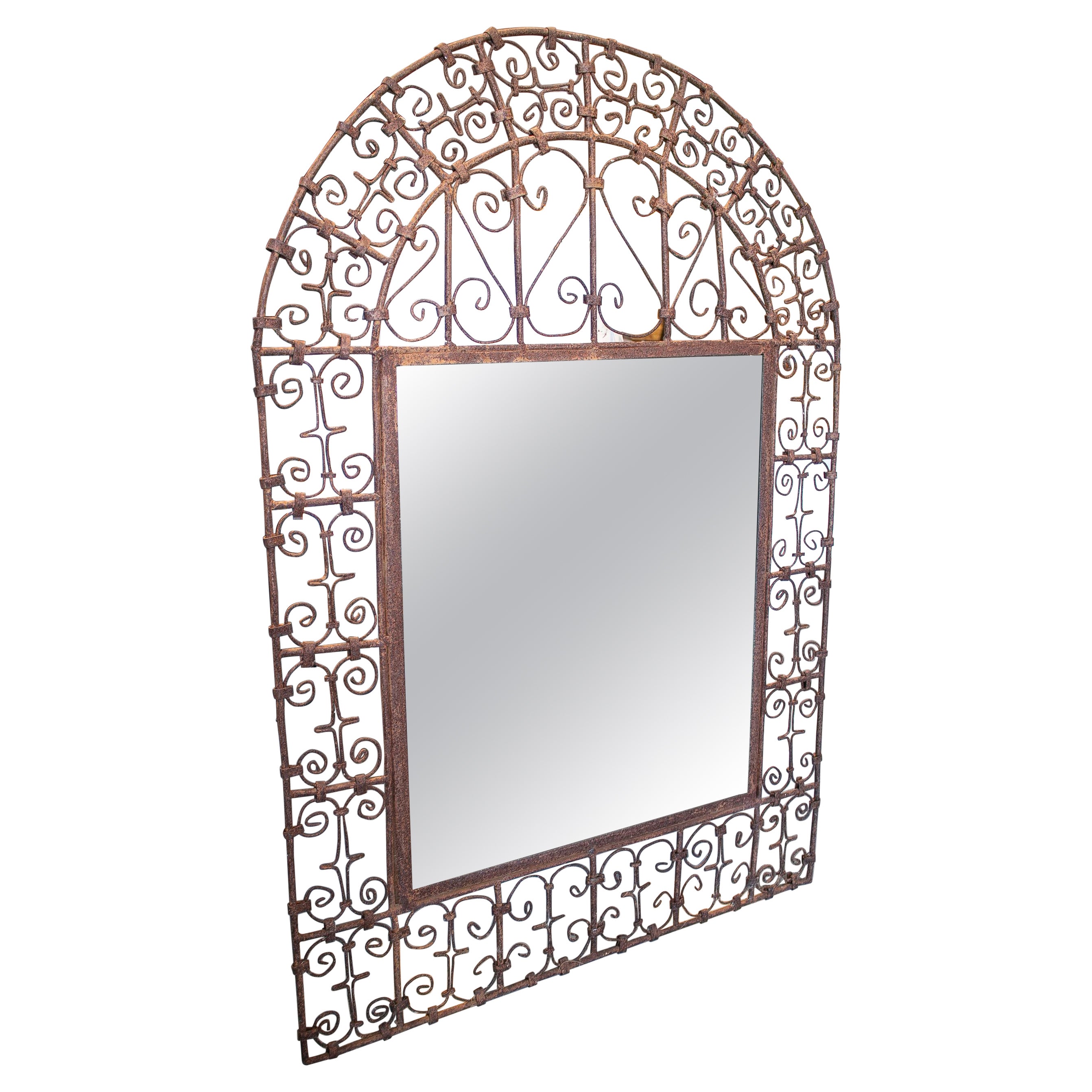 1970s Spanish Iron Wall Mirror For Sale