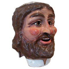1950s Spanish Bearded Man Hand Painted Papier-mâché Festival Mask