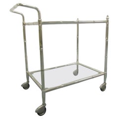 Two-Tier Faux Bamboo Chrome Bar Cart