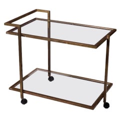 Service Trolley Brass Glass, Italy, 1970s