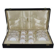 Cased Royal Doulton White & Gold Coffee Service