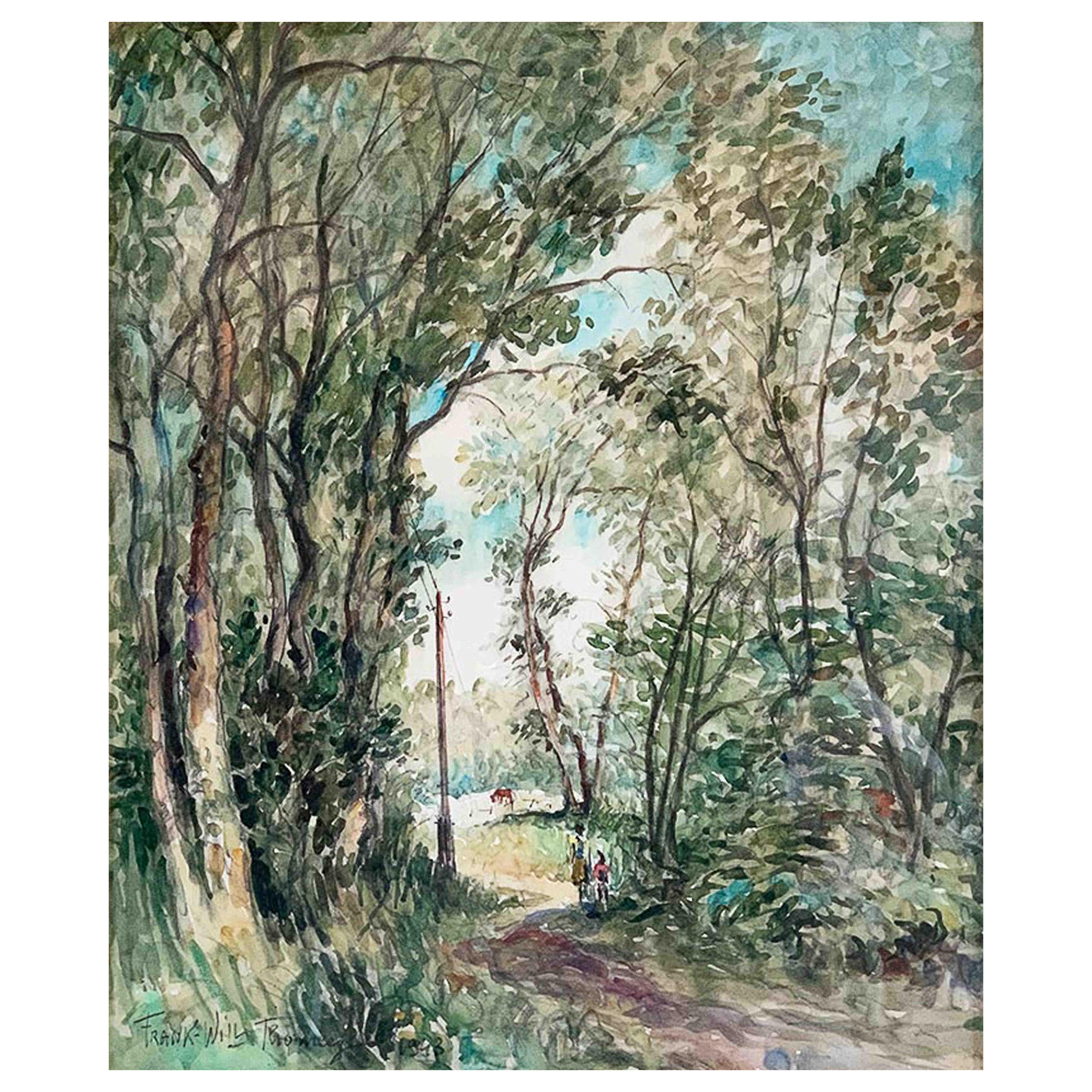 Frank William Boggs Also Called WILL Franck "Forest of Thoméry" Watercolor For Sale