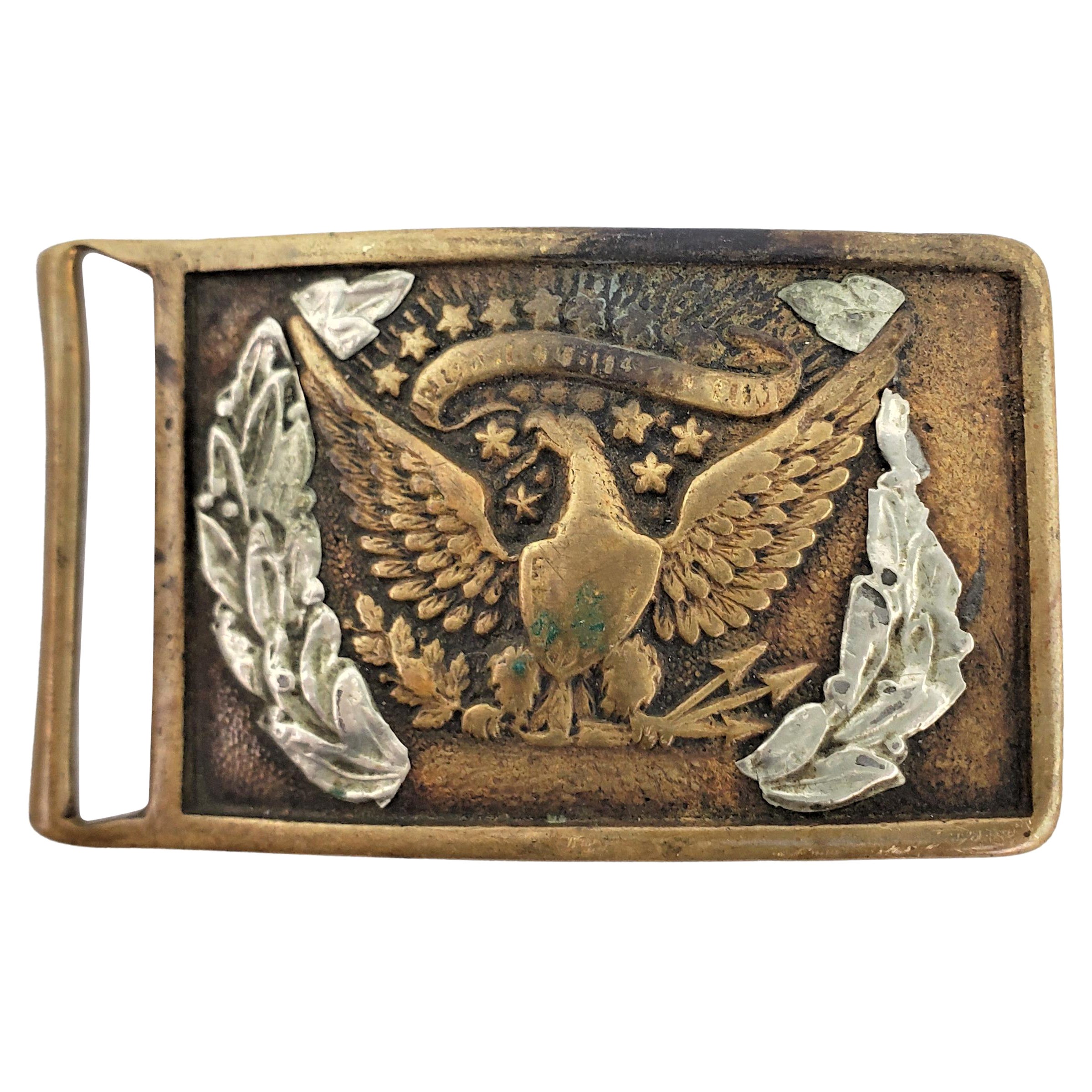 Civil War Era Pattern A 1851 Styled Brass & Silvered Eagle Officer's Belt Buckle