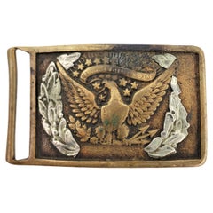 Antique Civil War Era Pattern A 1851 Styled Brass & Silvered Eagle Officer's Belt Buckle