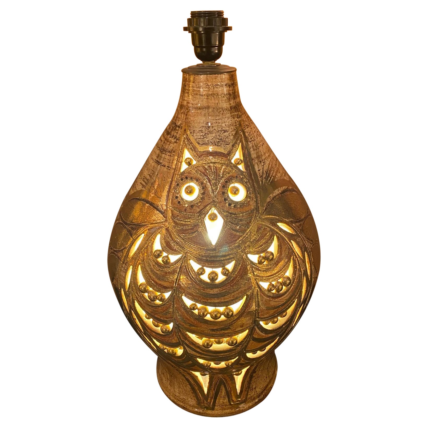 Ceramic Lamp "Owl" by Georges Pelletier, France, 1960s