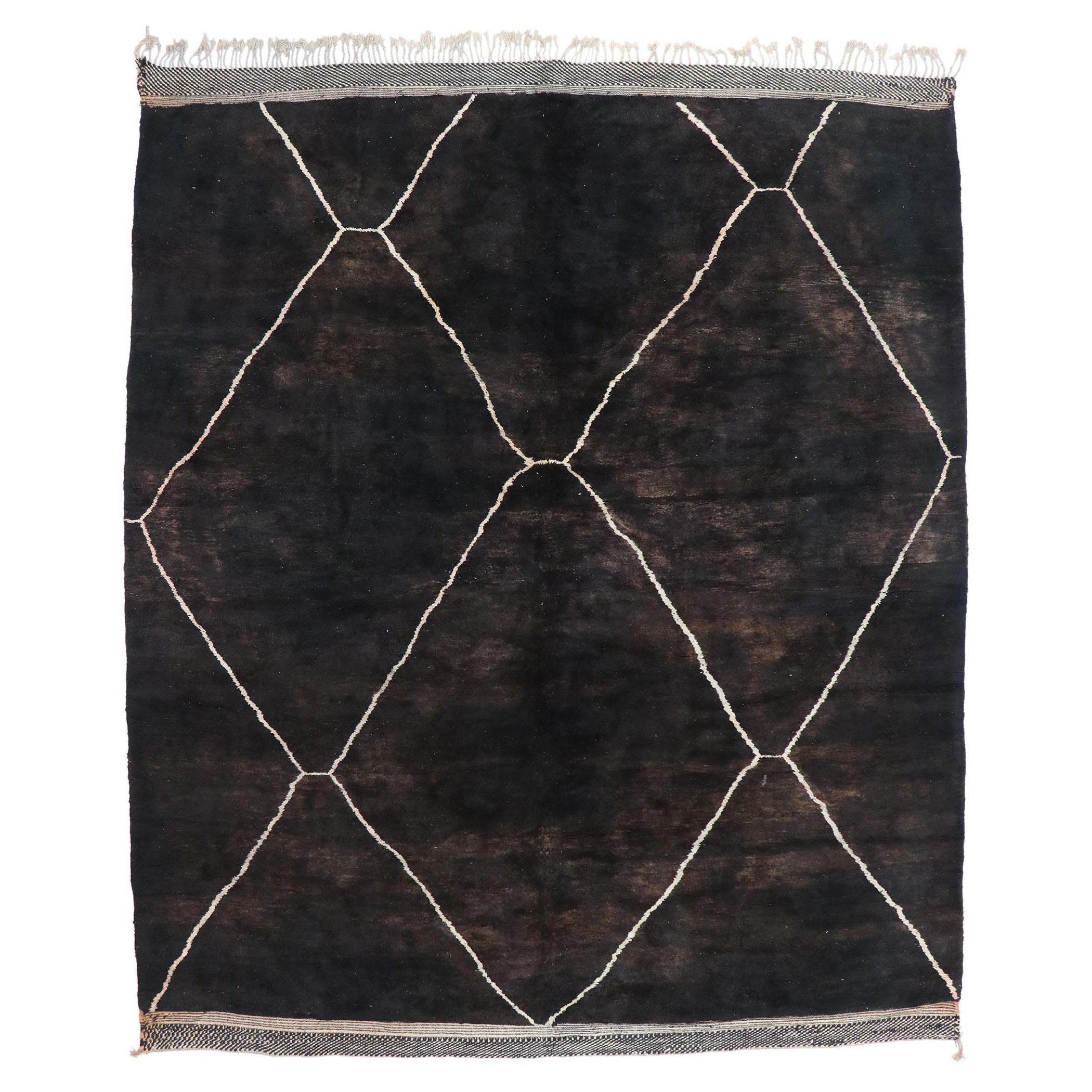 Large Authentic Berber Moroccan Rug, Earth-Tone Elegance Meets Rustic Luxe For Sale