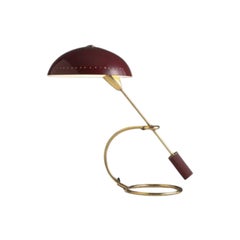 Angelo Lelii Table Lamp in Brass and Red Lacquered Aluminium by Arredoluce 1950s