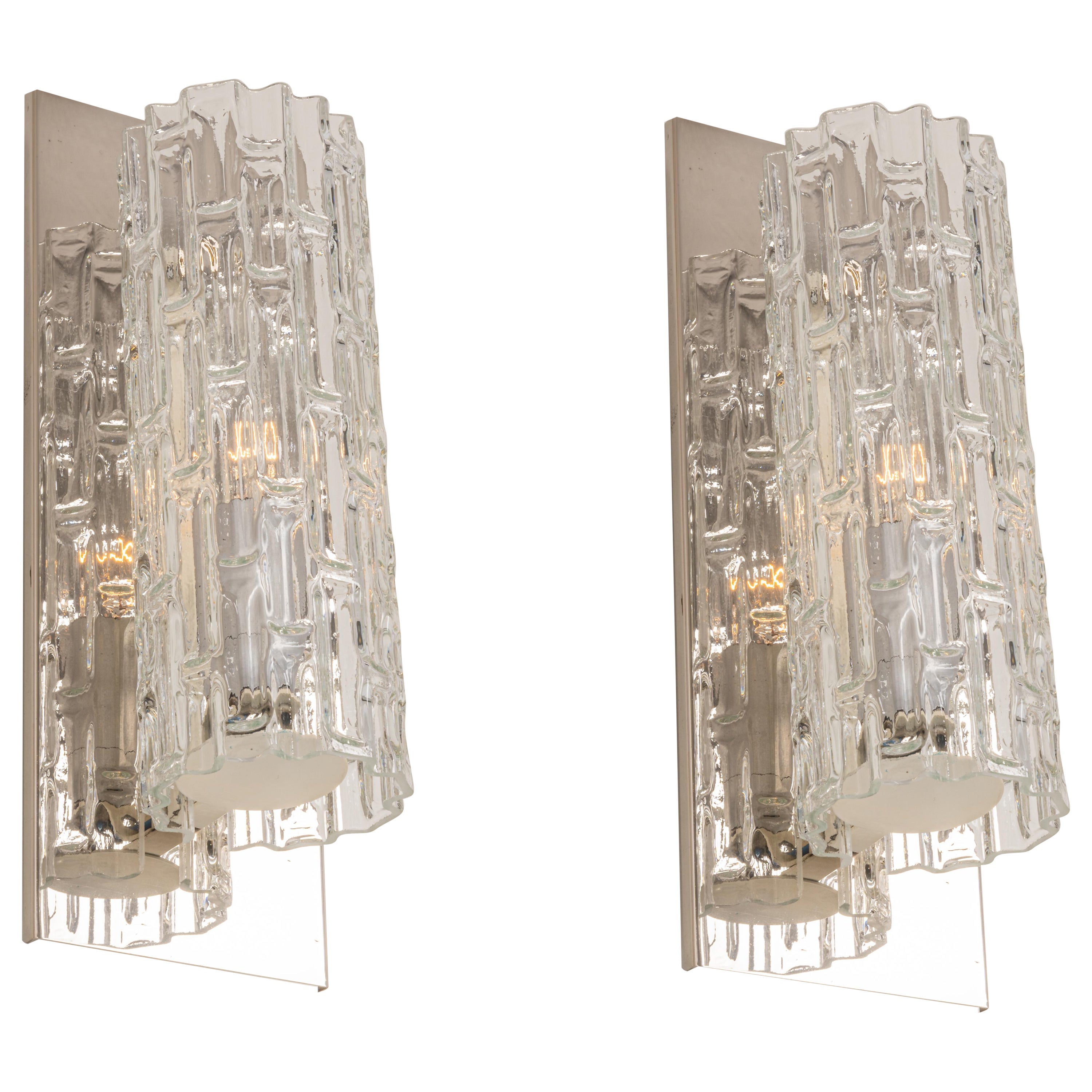 Pair of Murano Glass Wall Sconces by Doria, Germany, 1960s