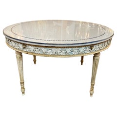19th Century Italian Carved and Painted Center Table with Inlaid Marble Top