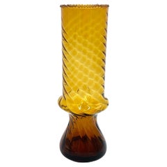 Yellow Midcentury Glass Vase, Poland, 1960s.