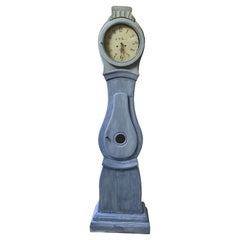 Antique Mora Clock Swedish 1800s Antique Blue C M Bjorn Gustavian 197cm