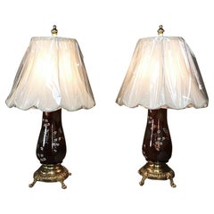 Pair 19th Century Chinoiserie Hand-Painted Table Lamps