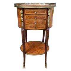 Antique French Petite Oval Side Table