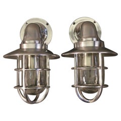 Pair of Hooded Aluminum Companionway Ship's Lights