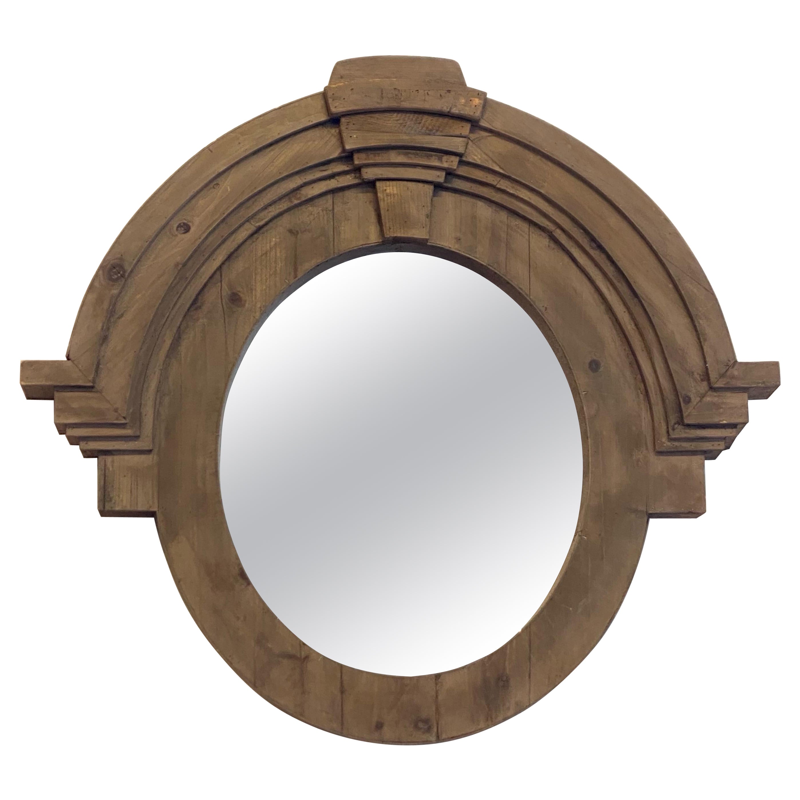 Round Wood Mirror with Heavy Frame